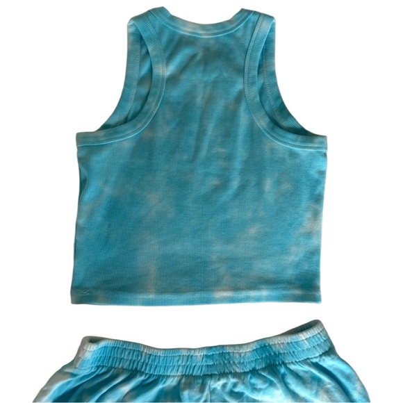 Blue Tie-Dye Ribbed Crop Tank & Shorts Set – Size Small – Glacial Blue - Picture 6 of 8